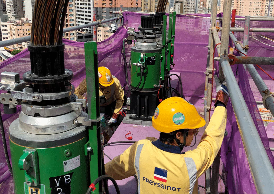 Yuen Long Station LTR footbridge erection - anchorages